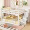 White Wooden Full Over Full Bunk Bed with Storage Steps Low Height Design for Kids Bedrooms
